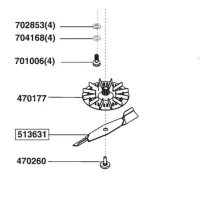 Vágókés, késtartó és csavar